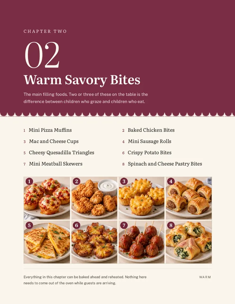 Chapter two opener: Warm Savory Bites