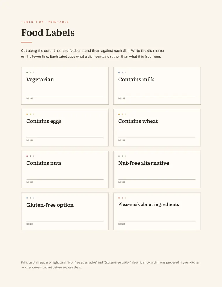 Printable food labels